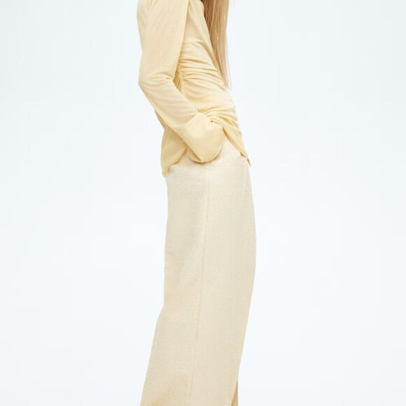 H & M Edition Ivory Textured Wide Leg Pants 10 - Picture 5 of 5